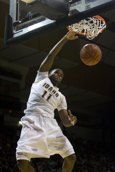 Forward Brandon Wiley gets a dunk in the second half during University of Idaho's game against Boise State Saturday night.
 (Kevin Quinn)