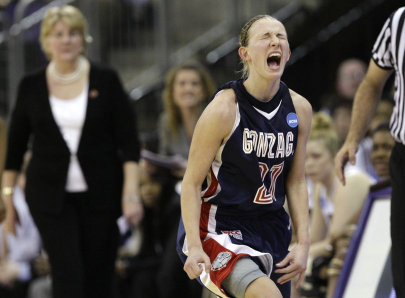 ORG XMIT: WAET111 Gonzaga's Courtney Vandersloot reacts after tipping a ball out of bounds late in the second half of a second-round women's NCAA college basketball tournament game against Pittsburgh Monday, March 23, 2009, in Seattle. Pittsburgh won 65-60. (AP Photo/Elaine Thompson) (Elaine Thompson / The Spokesman-Review)