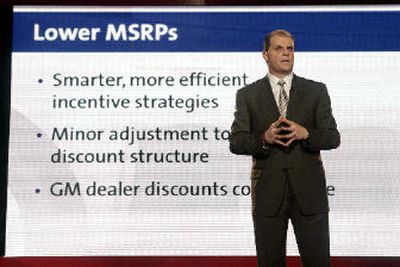 
Mark LaNeve, General Motors vice president of sales and marketing addresses the media during the North American International Auto Show on Tuesday. 
 (Associated Press / The Spokesman-Review)