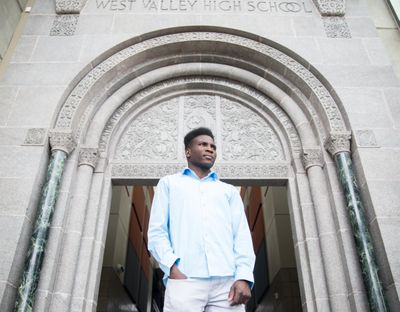 TJ Mohammed was born in Sudan and brought to the United States by the United Nations five years ago with his family. He is the striker on West Valley High School's varsity soccer team and is currently in Running Start. He will attend Washington State University in the fall and plans to double major in political science and criminal justice. (Libby Kamrowski / The Spokesman-Review)