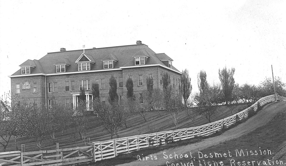 The Sisters of Charity of Providence School, known as Mary Immaculate School, is seen circa 1915 in DeSmet, Idaho.