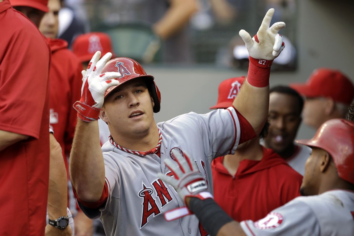 Mike Trout hit a two-run homer on an 0-2 count in the first inning, giving the Angels all the runs they would need. (Associated Press)