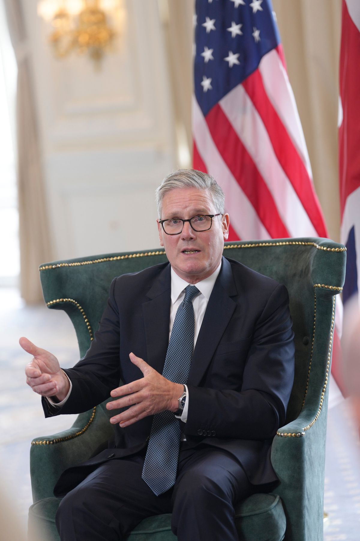 FILE -- British Prime Minister Keir Starmer speaks during a meeting with President Donald Trump in Turnberry, Scotland, on Monday, July 28, 2025. With the right-wing populist Reform UK party headed by Nigel Farage posting significant gains in local elections, Starmer took responsibility for large Labour Party losses on May 8, 2026, saying that he would "not sugarcoat" voters