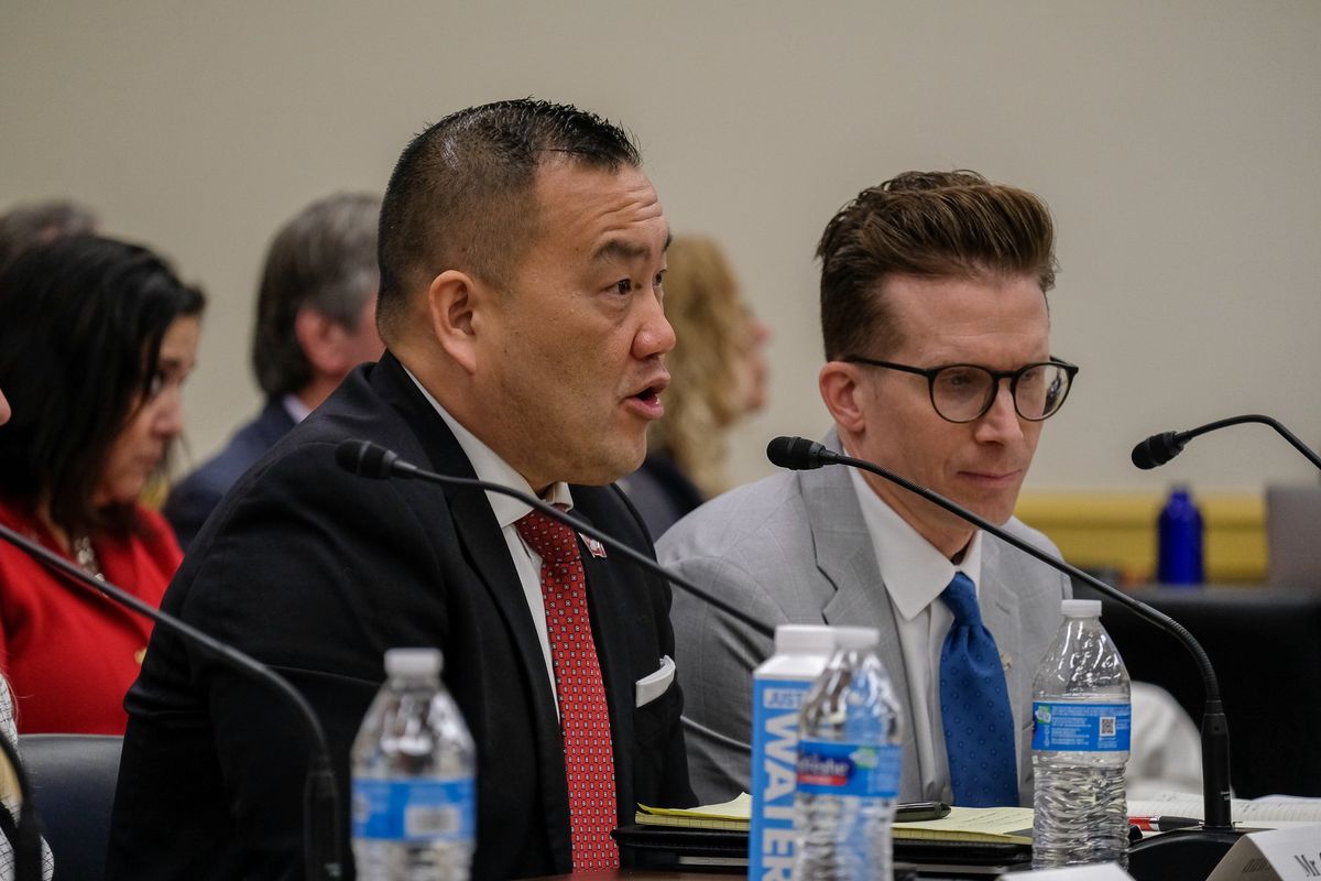 Pat Chun, Washington State University’s athletic director, testifies at a March hearing at the U.S. Capitol.  (Orion Donovan-Smith/The Spokesman-Review)