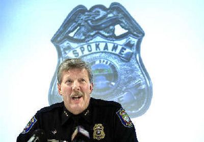 
Spokane Police Chief Roger Bragdon announces his retirement at a press conference Friday. 
 (Holly Pickett / The Spokesman-Review)