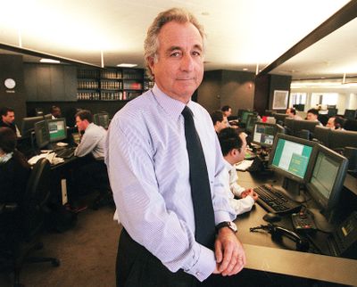 Bernard Madoff, chairman of Bernard L. Madoff Investment Securities, is seen on his Manhattan trading floor in this 1999 photo taken  in New York. (File Associated Press / The Spokesman-Review)