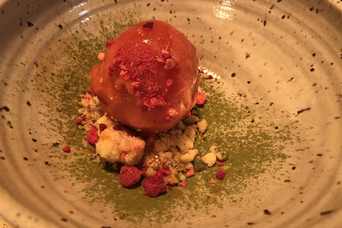 Champagne and strawberry sorbet at Eyvind. (Don  Chareunsy / The Spokesman-Review)