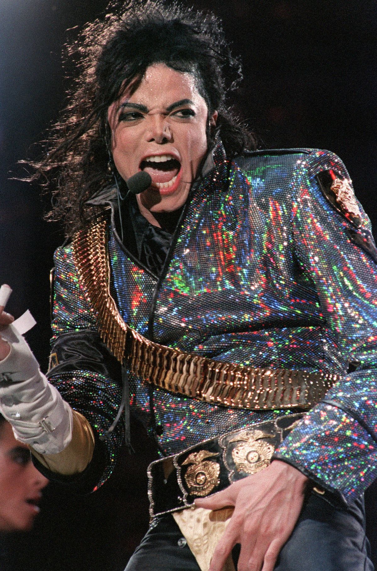 Michael Jackson performs at Wembley Stadium in London on July 30, 1992.   (Thierry Salliou/AFP via Getty Images/TNS)