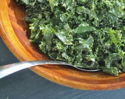 Angela Penneylane prefers a dark kale, such as purple kale or lacinato, for her salad. (Adriana Janovich / The Spokesman-Review)