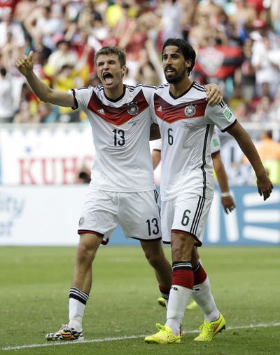 Germany and midfielder Sami Khedira, right, face Ghana today. (Associated Press)