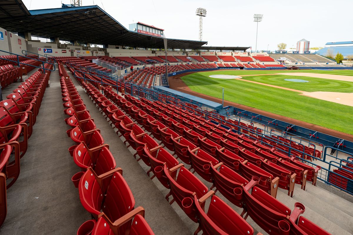 Avista Stadium is ready for the Spokane Indians to open their season at home on Tuesday, May 4th against the Eugene Emeralds for the start of a 120-game season, with 60 games at Avista Stadium.  (COLIN MULVANY/THE SPOKESMAN-REVIEW)