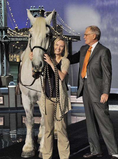 Erin Bolster and her horse Tonk made an appearance on David Letterman’s “Late Show” after the story of Bolster and Tonk saving an 8-year-old from a charging grizzly went viral.