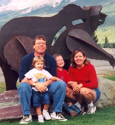 Gary Crooks, wife Laura and Carly and Calvin at Glacier National Park in 2003.