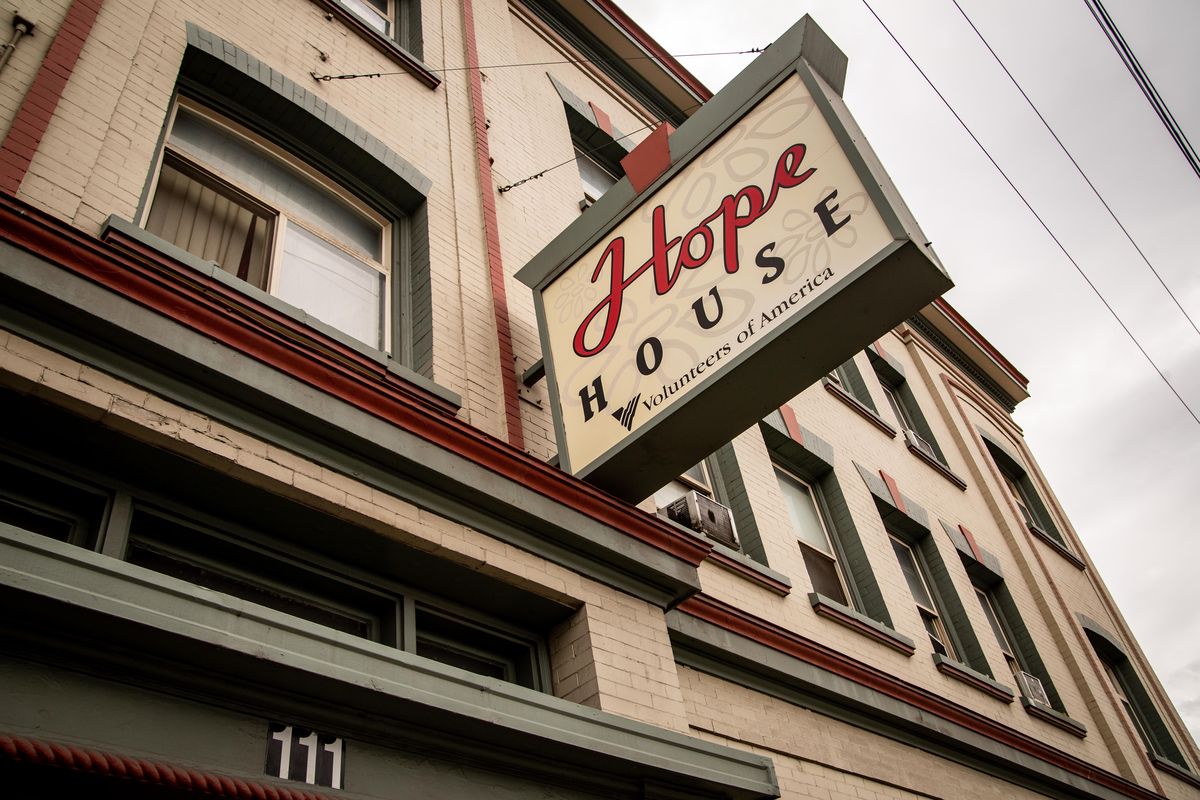 The current Volunteers of America-run Hope House exists at 111 W. 3rd Ave.  as a shelter exclusively for anyone identifying as a woman or nonbinary individual. The building contains 36 shelter beds plus eight respite beds, but a new Hope House is set to open in fall 2020 at Third and Adams with 100 beds, a great deal more bathroom amenities and is set to feature a courtyard plus TV and computer rooms. (Libby Kamrowski / The Spokesman-Review)