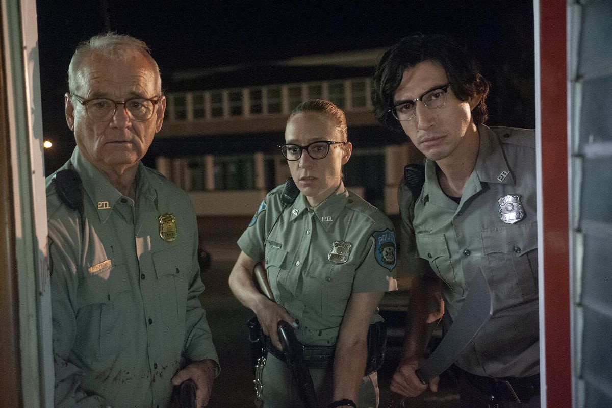 From left: Bill Murray, Chloë Sevigny and Adam Driver investigate a zombie apocalypse in Jim Jarmusch’s horror comedy “The Dead Don’t Die.” (Abbot Genser / Focus Features)