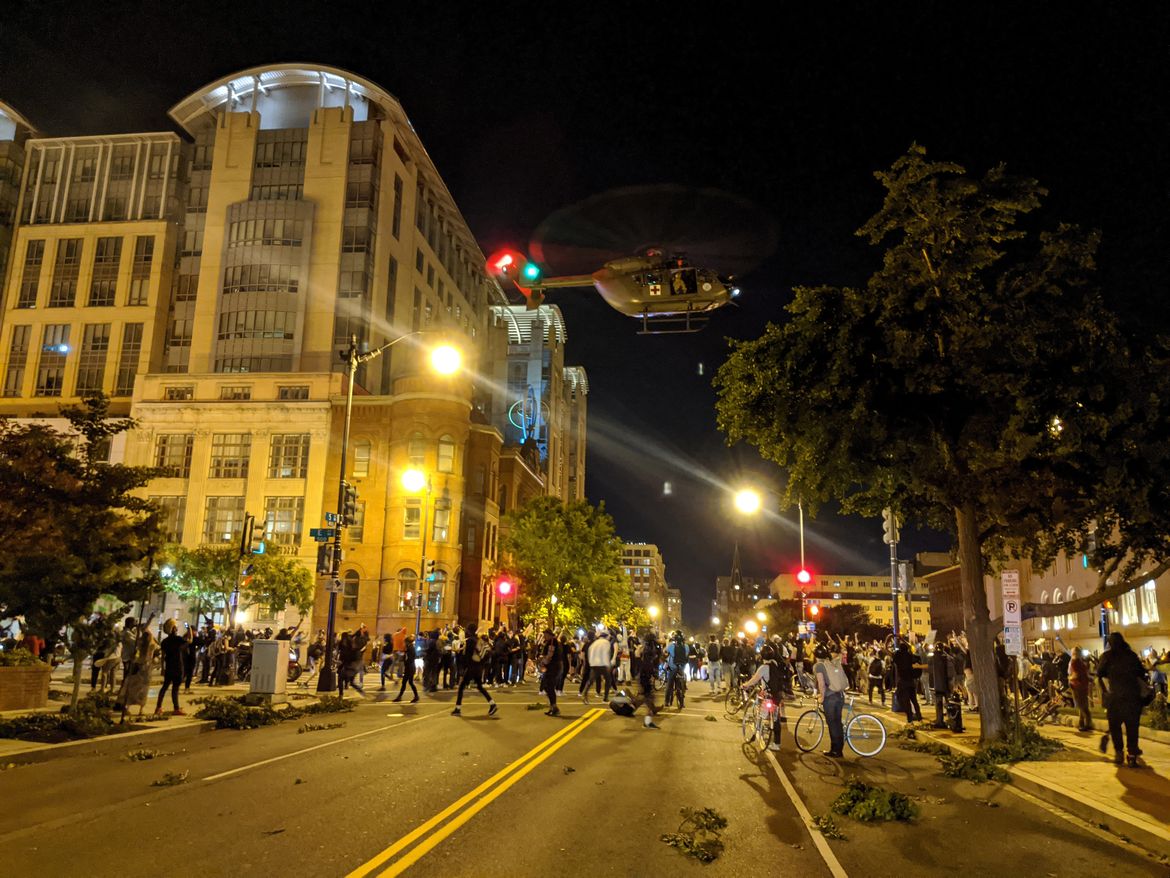 Helicopters over downtown Washington protests A lowflying 'show of