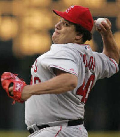 
Angels pitcher Bartolo Colon pitched a four-hit shutout against the Mariners. 
 (Associated Press / The Spokesman-Review)