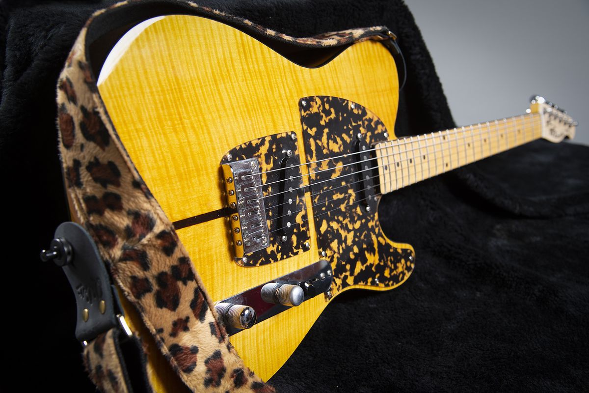 The Spokesman-Review’s Editor Rob Curley owns this replica of the Telecaster-style guitar used by the artist Prince during his career. Curley is a guitarist and fan and recreated the guitar on a budget, using a cheap Telecaster knock-off which he then upgraded with many replica parts.  (Jesse Tinsley/THE SPOKESMAN-REVI)