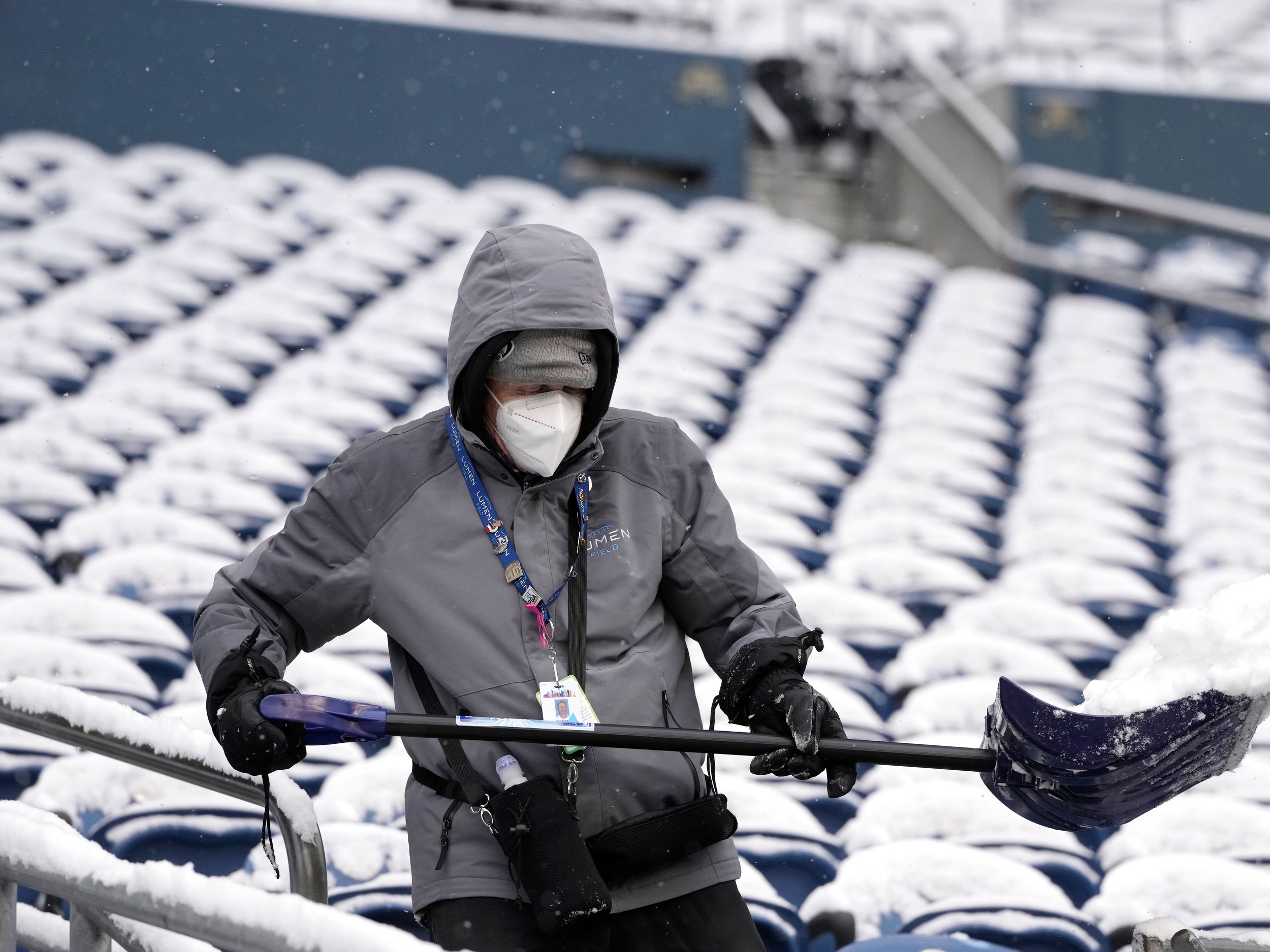 Photos: Seahawks' Lumen Field blanketed in snow for Bears game