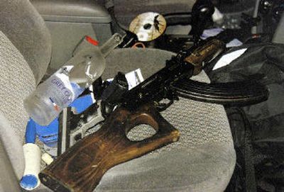 
Police said they found an AK-47-type assault rifle on the passenger seat of Clarett's SUV.
 (Associated Press / The Spokesman-Review)