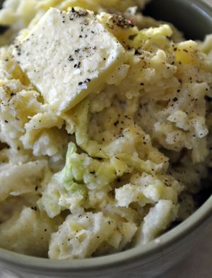 Colcannon is a classic Irish dish that brings together Ireland’s two most popular vegetables: cabbage and potatoes. Irish chef Kevin Dundon adds a bit of bacon, too. For more green, it’s OK to add kale.