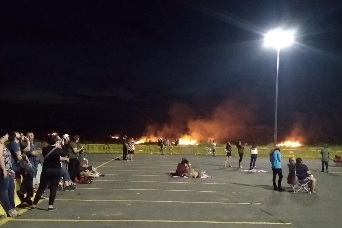 Brushfires started during the northern quest fireworks show. Credit: Madisen and Scott Hively (Madisen and Scott Hively / Madisen and Scott Hively)
