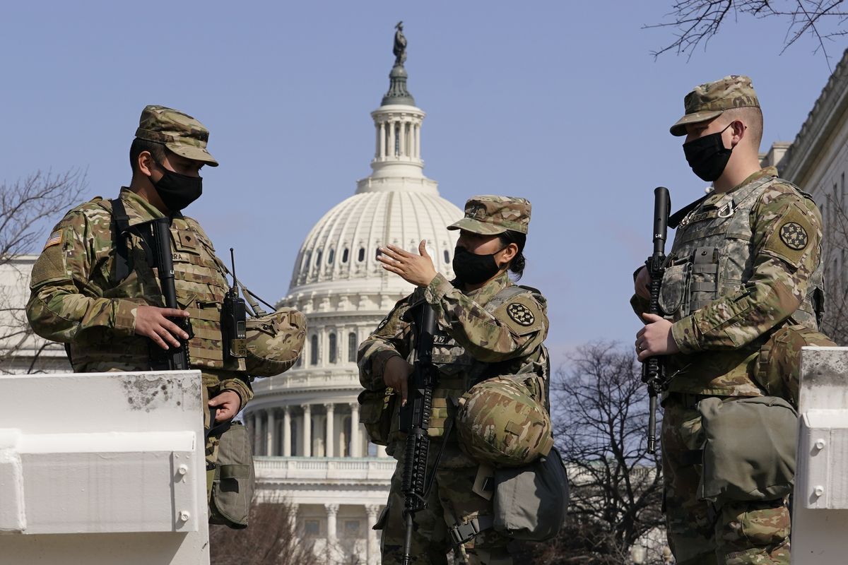 National Guard stand guard at the Capitol in Washington, Thursday, March 4, 2021.  (Carolyn Kaster)
