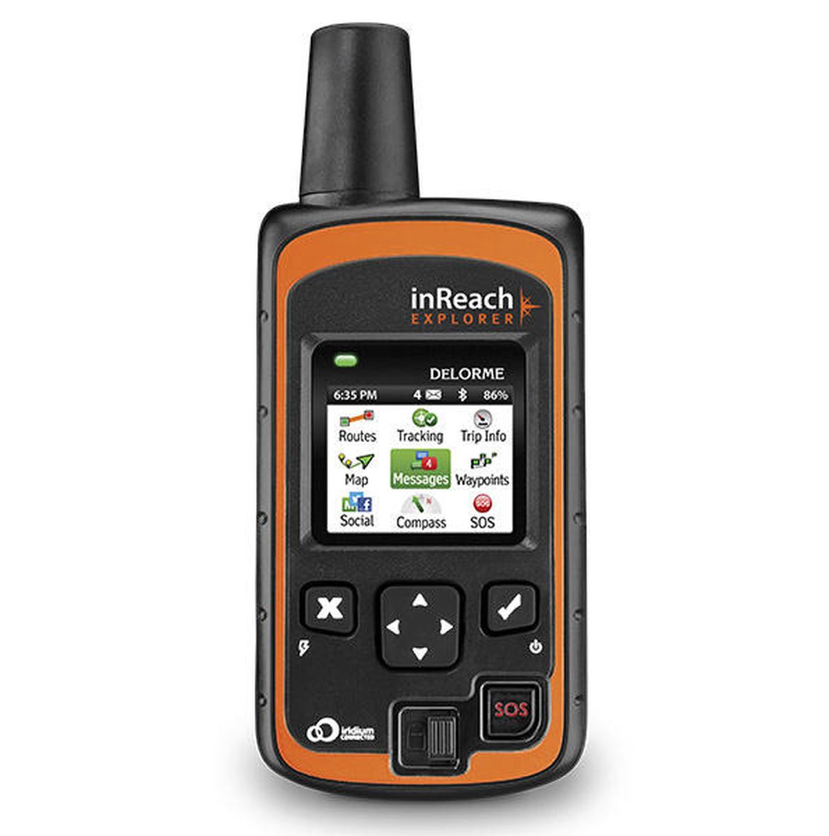 DeLorme’s inReach emergency satellite locator device features two-way commun- ication.