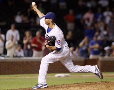 Cubs utilityman Joe Mather (Sandpoint) got the final out of the ninth inning in Chicago’s loss to Milwaukee. (Associated Press)