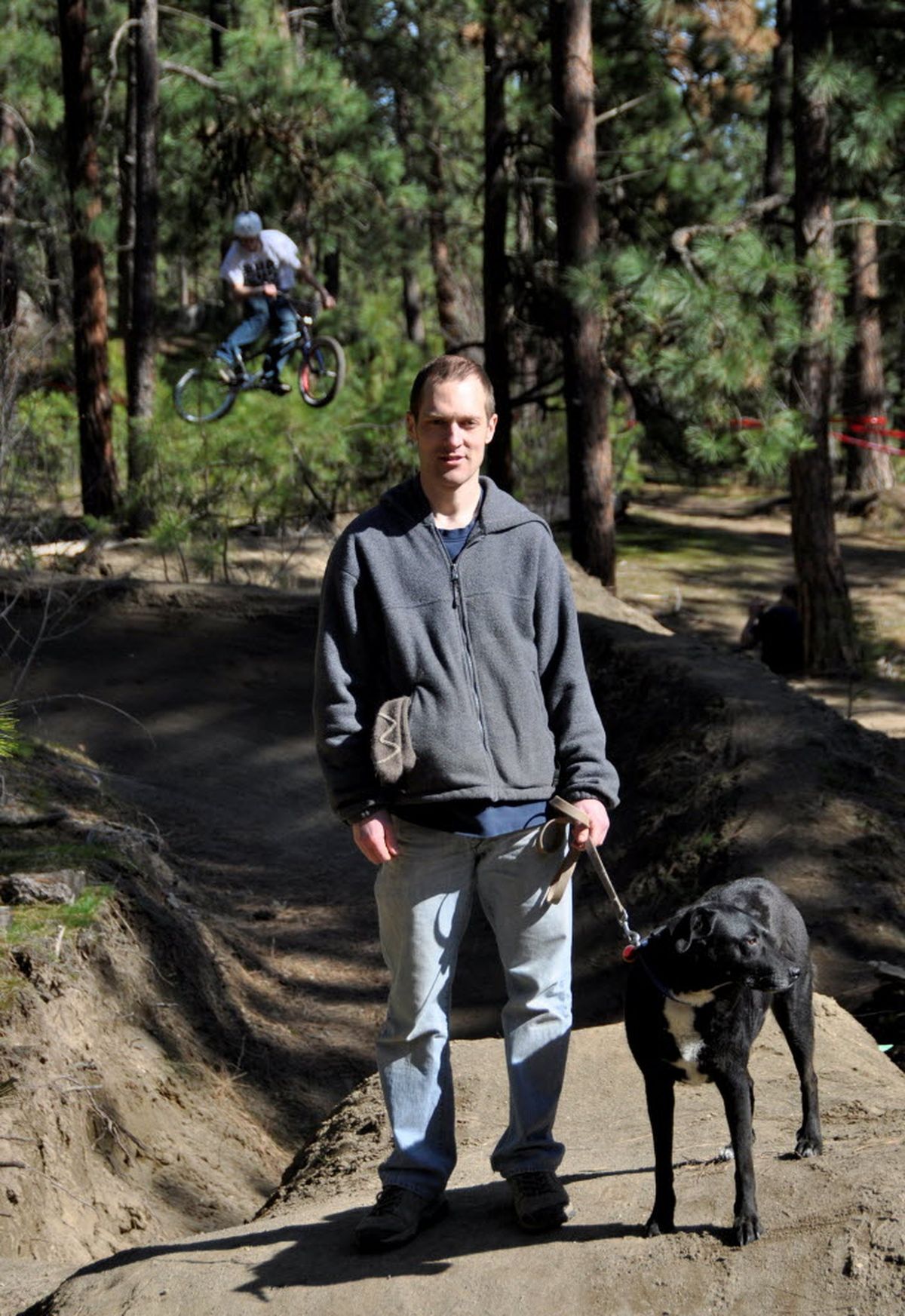Peter Jantz, caretaker at Camp Sekani off Upriver Drive has been involved in mountain bike trail development on the Spokane city parks land for years. (Rich Landers)