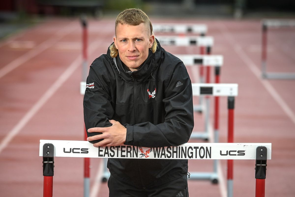 Parker Bowden, a Central Valley grad and senior hurdler on Eastern Washington’s track and field team, recently dominated the Big Sky Conference Track and Field Championships.  (Dan Pelle/The Spokesman-Review)