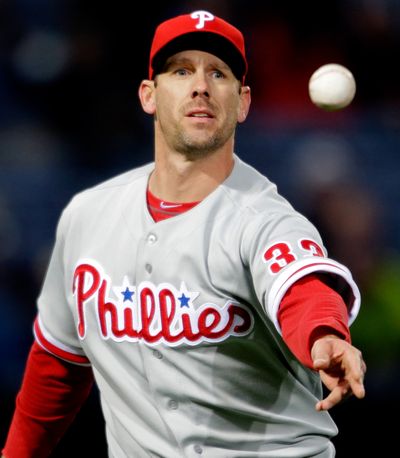 Phillies ace Cliff Lee calmed a powerful Braves offense, allowing just two base runners in eight innings. (Associated Press)