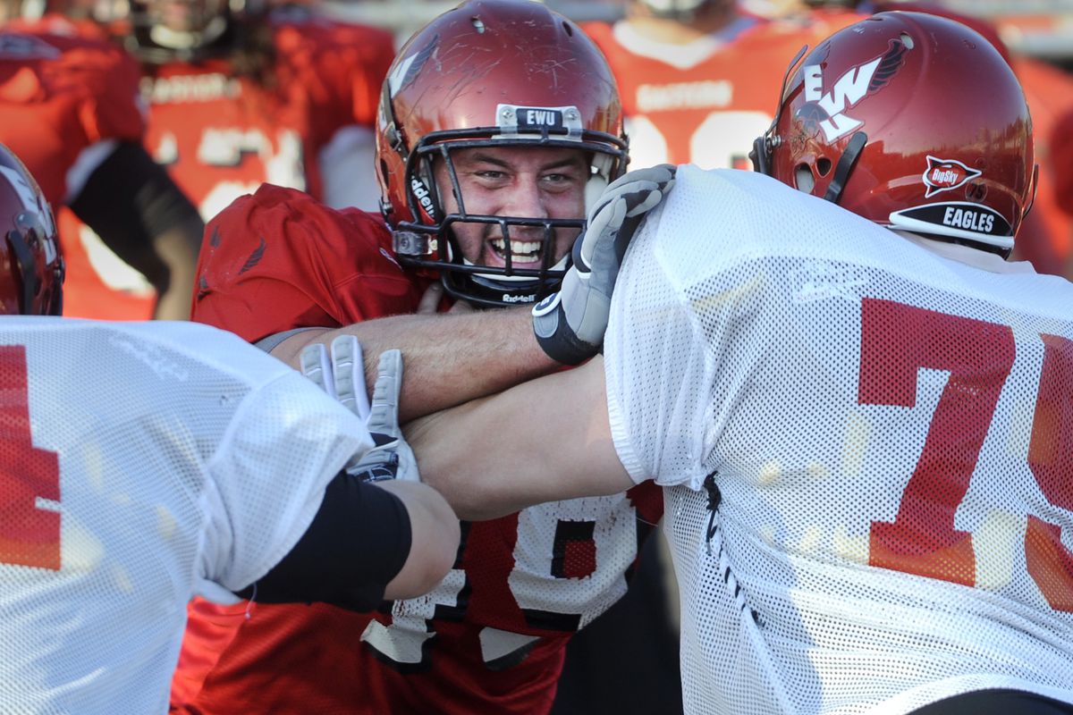 EWU senior defensive tackle Tyler Jolley has been in the middle of the action this year.  (Jesse Tinsley / The Spokesman-Review)