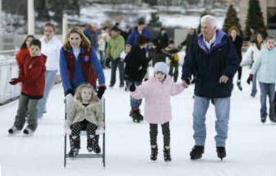 
Sen. Christopher Dodd skates with his family in Des Moines, Iowa, on Tuesday. Associated Press
 (Associated Press / The Spokesman-Review)