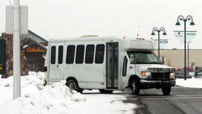
The Spokesman-Review Most buses are clearly marked as Citylink buses, but this one was a substitute bus according to a manager at the bus service office. The Citylink route between Riverstone and Cabela's is attracting an ever-growing numbers of riders and may be the cornerstone for a new public transportation link between Kootenai and Spokane counties.
 (Jesse Tinsley / The Spokesman-Review)