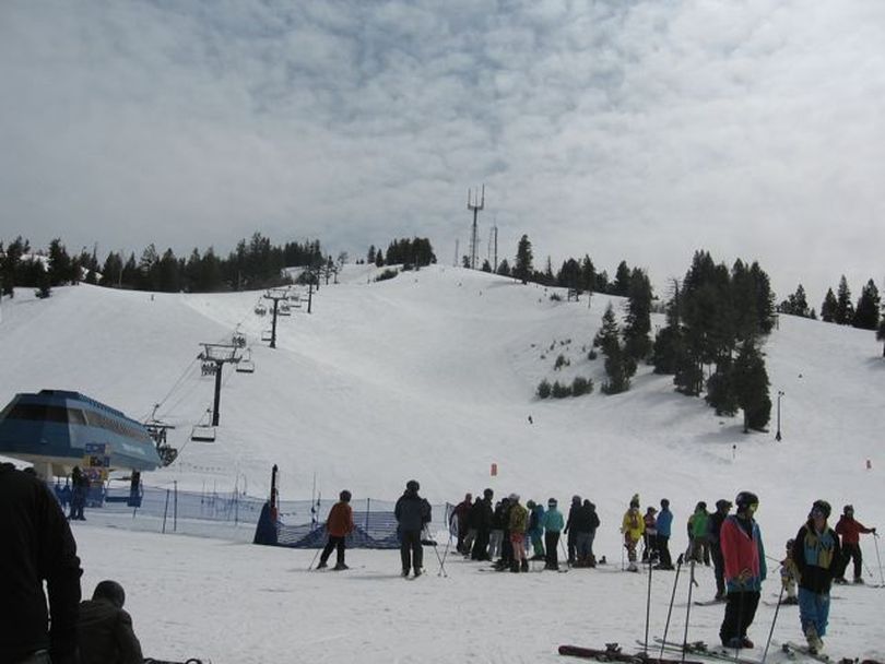 Skiers mark the final day of the regular season at Bogus Basin on Saturday. (Betsy Russell)