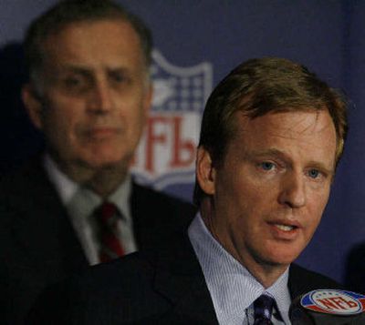 
Paul Tagliabue willingly took the background Tuesday after introducing Roger Goodell as new NFL commissioner. 
 (Associated Press / The Spokesman-Review)