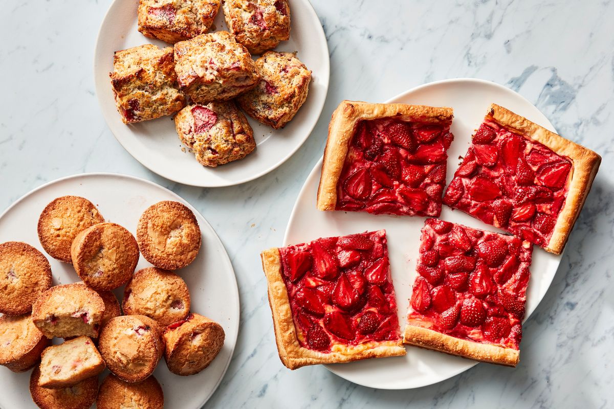 Strawberry desserts in New York, on May 18, 2023. What better way to celebrate strawberries than by baking them into berry-laden desserts?  (CHRISTOPHER TESTANI/New York Times)
