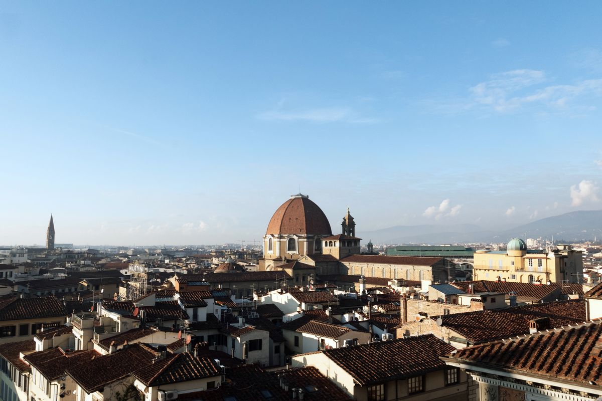 The Medici Chapels seen from the Cupola del Duomo at the Cathedral of Santa Maria del Fiore in Florence, Italy, on Oct. 23. Since its discovery nearly 50 years ago, a room beneath the Medici Chapels in Florence covered in sketches has been closed to the public. That changed on Wednesday.  (CLARA VANNUCCI/New York Times)