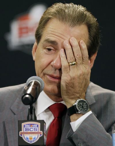 Nick Saban’s Crimson Tide used a pass-heavy attack in last year’s title game. (Associated Press)