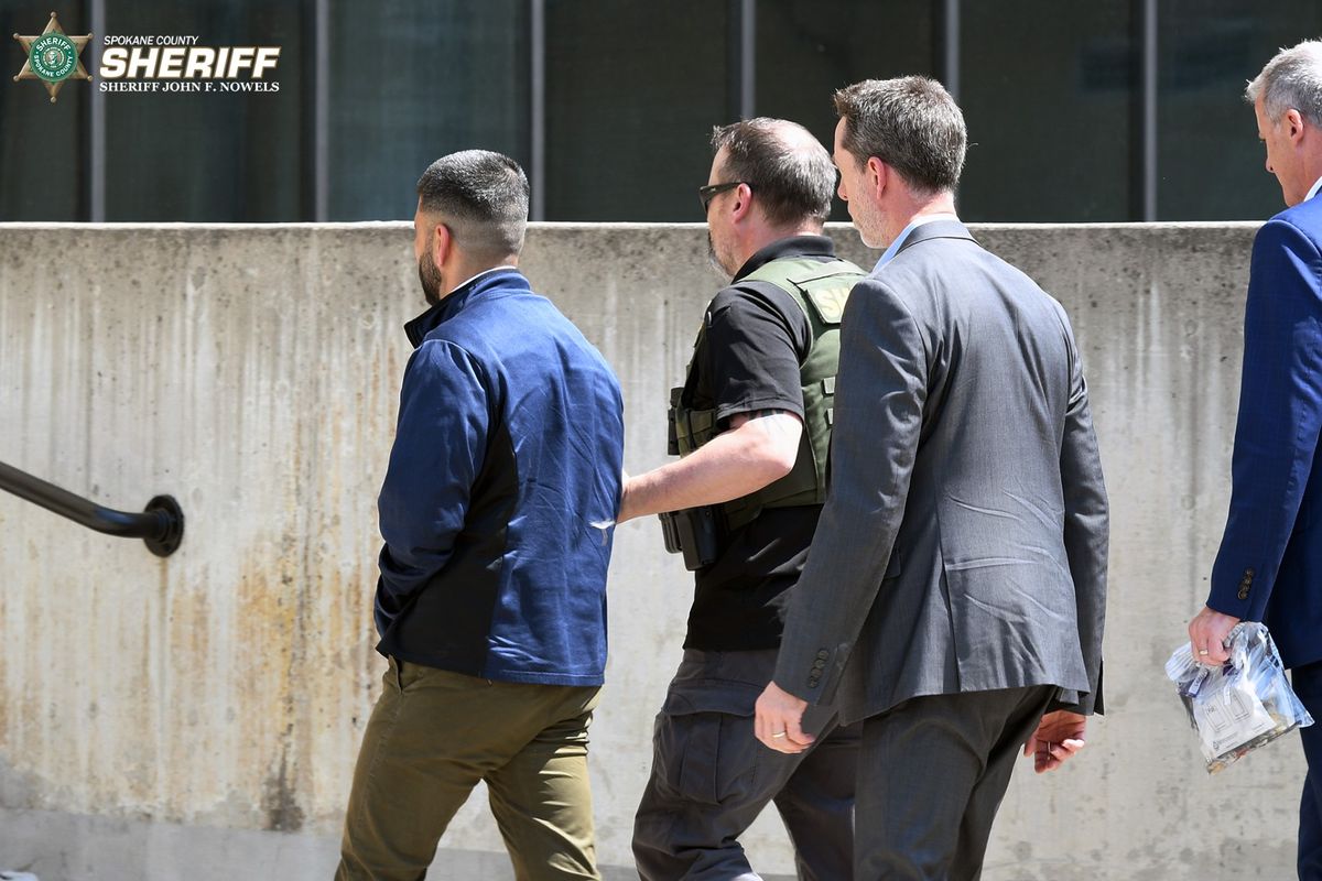 Wahid Kashify is brought to the Spokane County Jail on July 18, 2024, after awaiting extradition in the Netherlands for two years for the killing of his wife.  (Courtesy of Spokane County Sheriff)