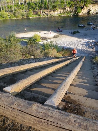 The Selway-Bitterroot Frank Church Foundation partnered with the US Forest Service the first week of September 2012 to help reconstruct the Indian Creek boat ramp on the Middle Fork Salmon River.  (Selway-Bitterroot Frank Church Foundation)