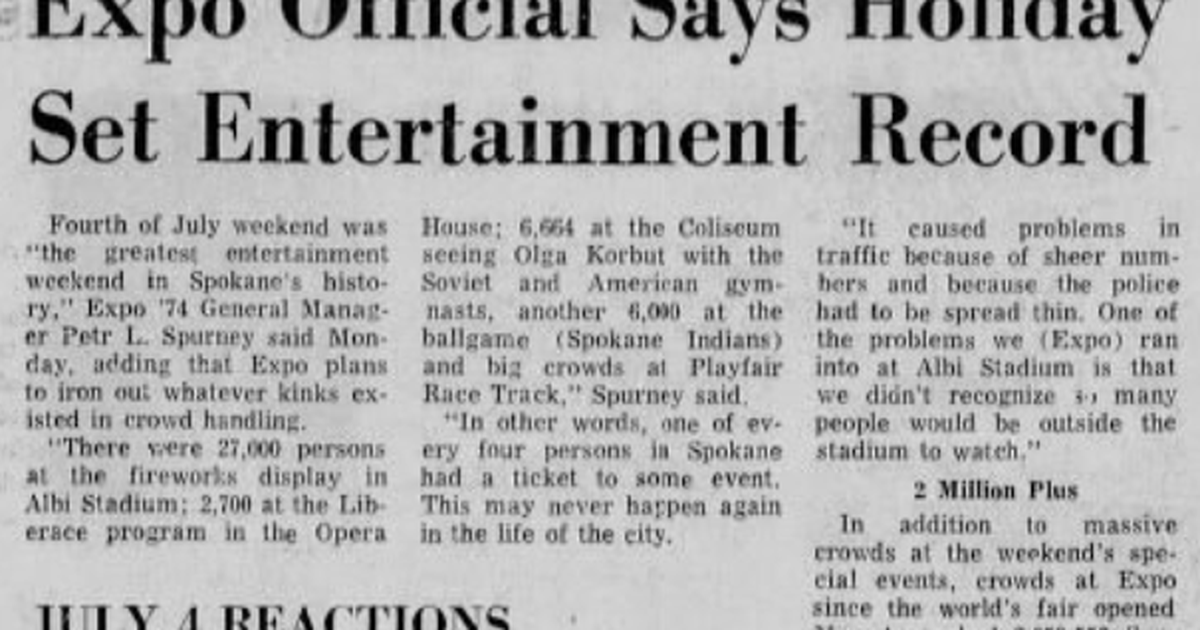 50 years ago in Expo history: Was the greatest entertainment weekend in Spokane history already behind it? The fair’s director believed it could be