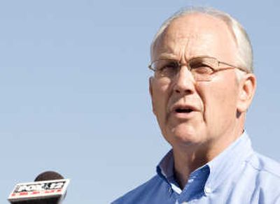 U.S. Sen. Larry Craig is shown announcing his resignation in Boise.  (Associated Press / The Spokesman-Review)