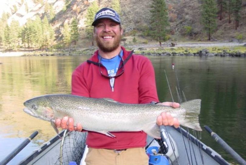 Fall steelhead caught by an angler on the Salmon River near Riggins, Idaho. (Exodus Wilderness Adventures)