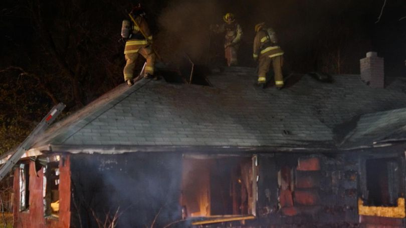 This vacant house at 806 N. Park Road caught fire for the fourth time on Wednesday, April 17, 2013.  (Photo courtesy the Spokane Valley Fire Department)