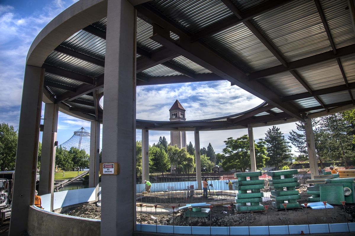 The new Looff Carrousel Building in Riverfront Park will offer views to the north of the U.S. Pavilion and the Clock tower. (Dan Pelle / The Spokesman-Review)