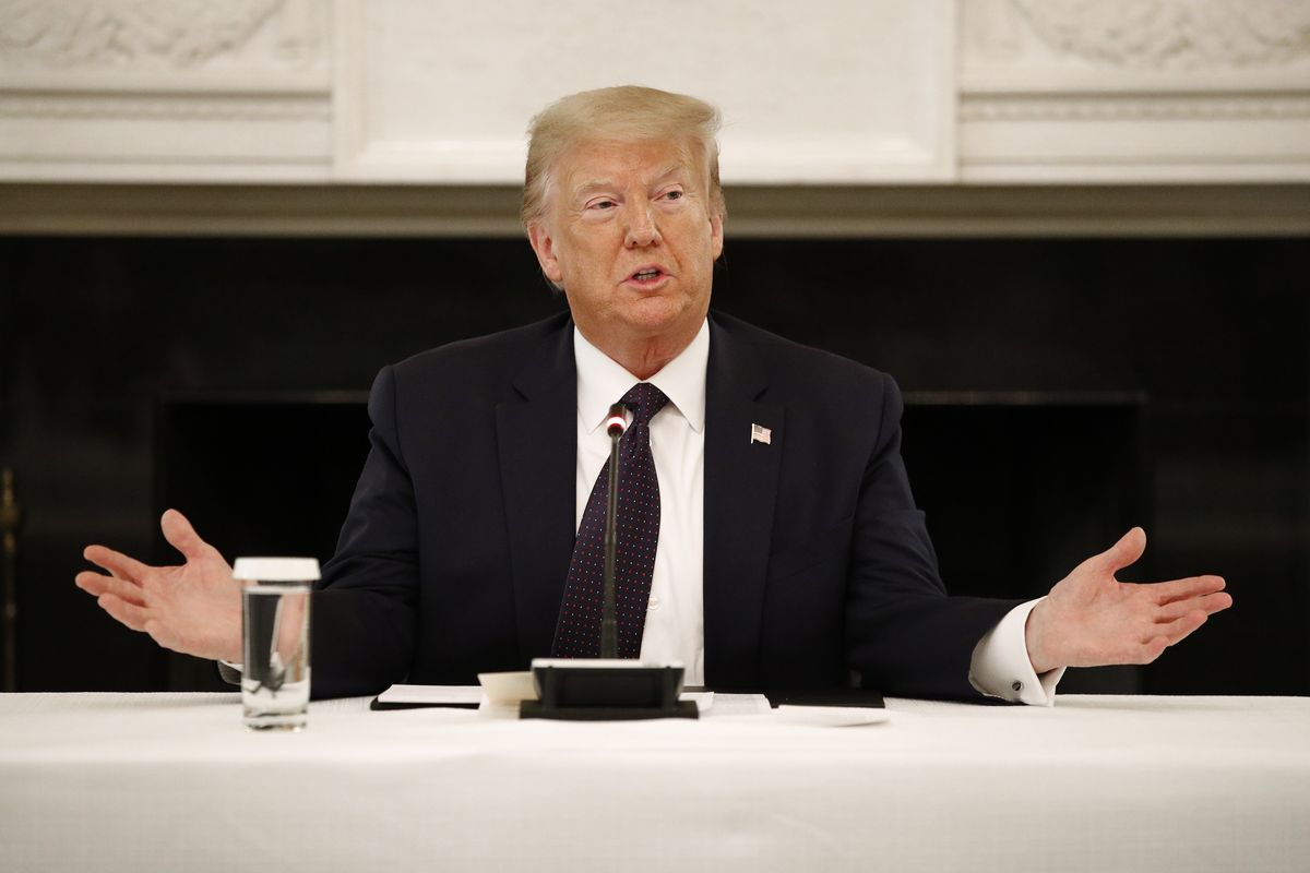 President Donald Trump speaks during a roundtable discussion with law enforcement officials, Monday, June 8, 2020, at the White House in Washington. (Patrick Semansky)