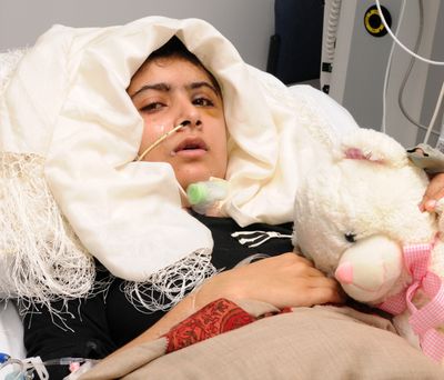 Malala Yousufzai recovers in Queen Elizabeth Hospital in Birmingham, England, on Friday. (Associated Press)