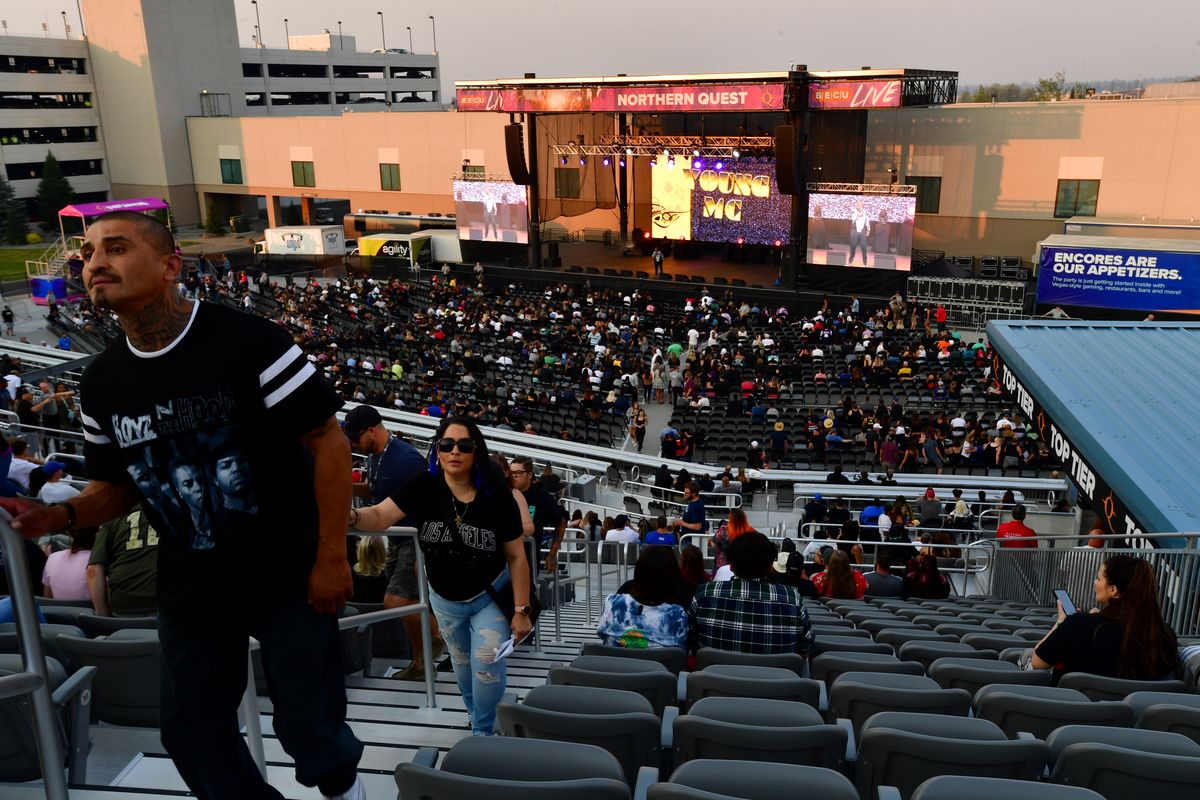Fans arrive for an Ice Cube concert on Thursday, July 22, 2021, at Northern Quest Casino in Airway Heights, Wash. (Tyler Tjomsland/The Spokesman-Review)